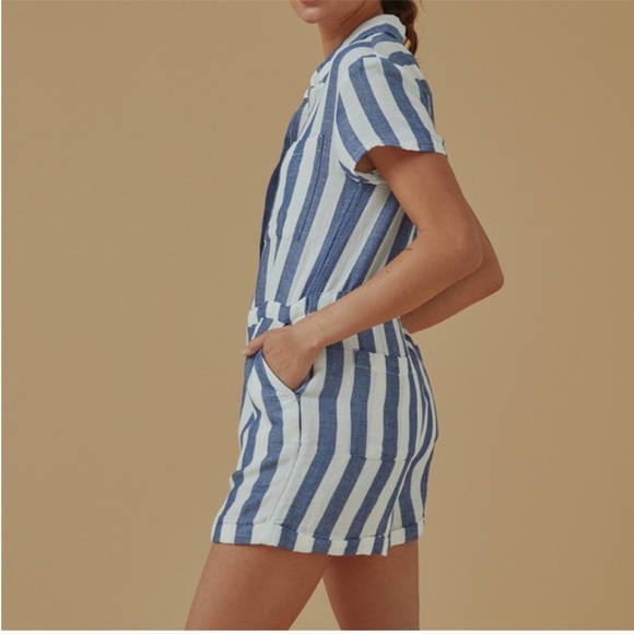 Pact blue and white striped Harbour romper NEW size large - Picture 6 of 9